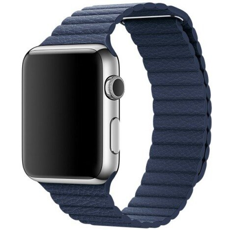 Curea iUni compatibila cu Apple Watch 1/2/3/4/5/6/7, 40mm, Leather Loop, Piele, Midnight Blue