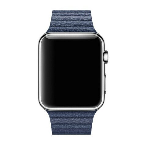 Curea iUni compatibila cu Apple Watch 1/2/3/4/5/6/7, 40mm, Leather Loop, Piele, Midnight Blue