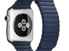 Curea iUni compatibila cu Apple Watch 1/2/3/4/5/6/7, 44mm, Leather Loop, Piele, Midnight Blue